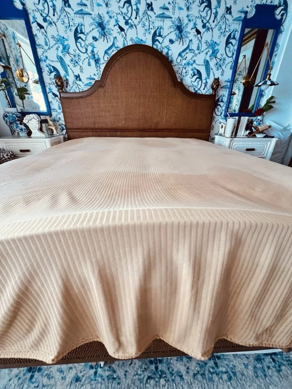 SEARS KING California 3 pc 1) Flat 2) Std Pillowcases Gold Jacquard 100% Cotton